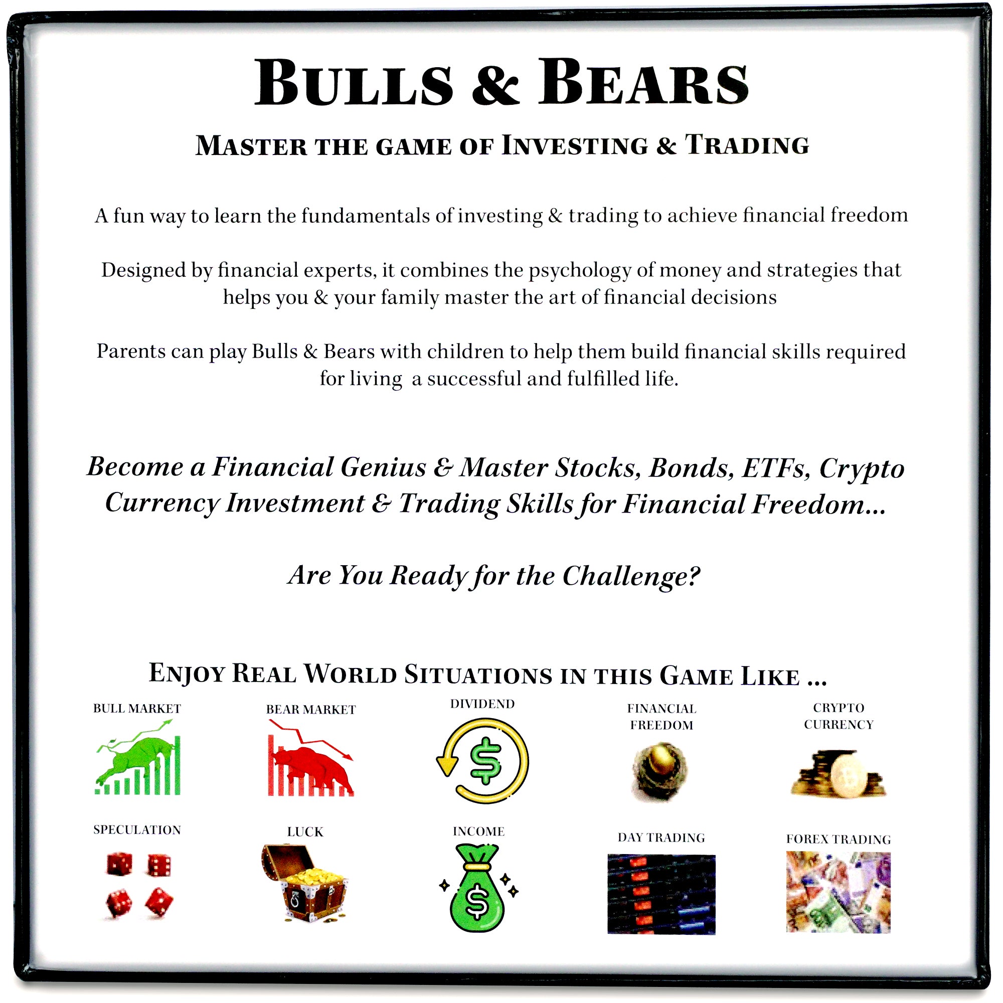 Bulls and Bears - Fun Way to Learn Stocks, Bonds, Commodities Investment - Personal Finance and Strategy Board Game for Adults and Kids