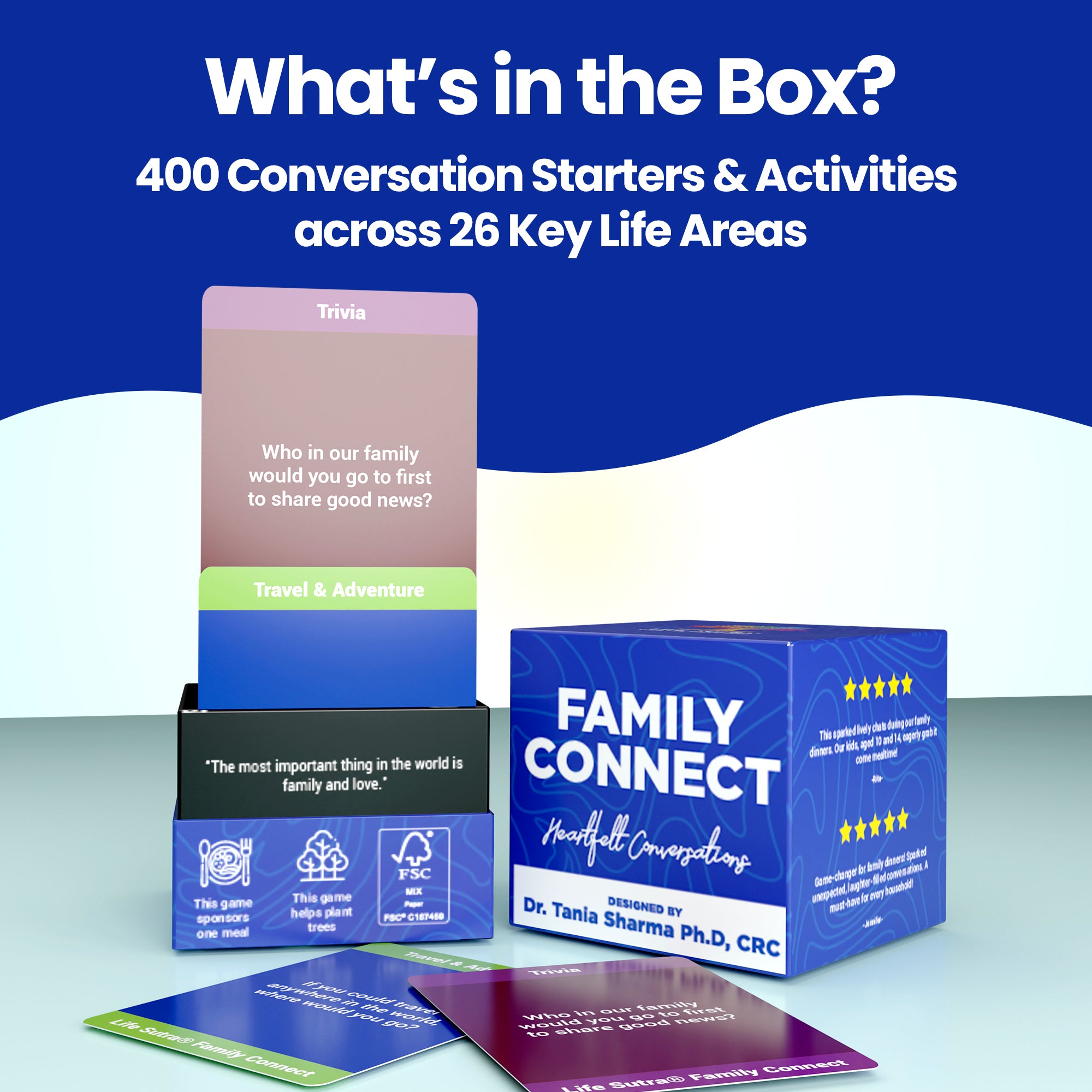 Life Sutra Family Connect - 400 Conversation Starters, Fun Games for Kid, Teens & Adults - Get to Know Each Other Better, Ideal for Game Night & Road Trips