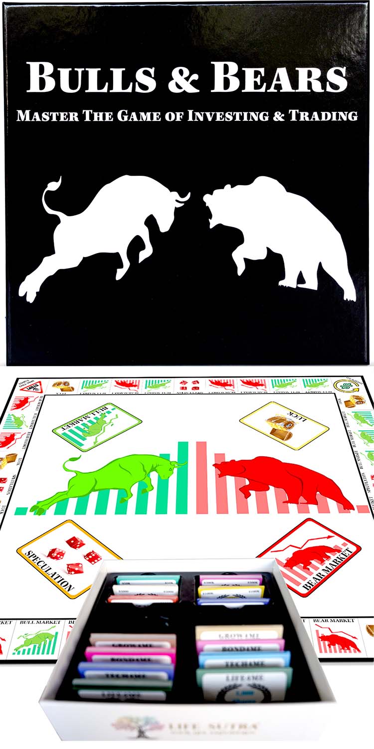 Bulls and Bears - Fun Way to Learn Stocks, Bonds, Commodities Investment - Personal Finance and Strategy Board Game for Adults and Kids